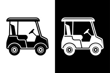 Single Golf Cart Icon. Black Silhouette Design for Transportation Graphics