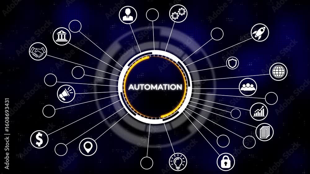 Poster business, technology, internet and network concept. automation software technology process system. h