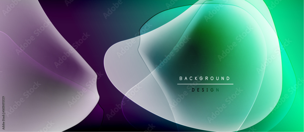 Poster abstract fluid shapes blend, creating vibrant gradients. text reads background design. minimalist ae