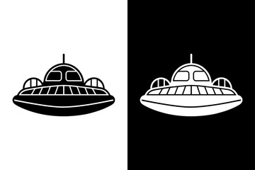 Amphibious Hovercraft Silhouette. Vector Icon for Modern Transport Graphics