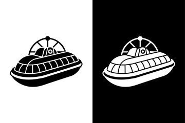 Hovercraft Icon Silhouette. Black and White Vector Illustration Design