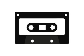 Obraz premium Black cassette tape icon on white background audio cassette