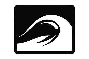 Black stylized wave silhouette on white background