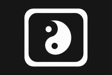 White Yin Yang Symbol Inside White Square taijitu balance