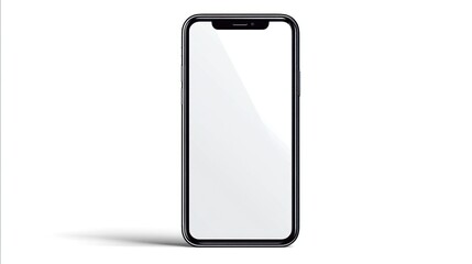 Smartphone with blank screen, minimal design on white background