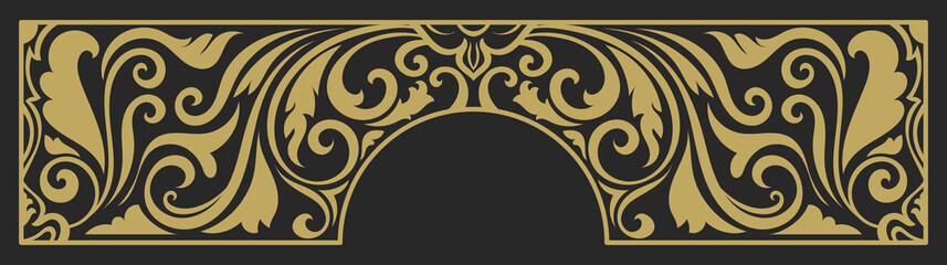 Decorative door frame with gold wood pattern, carved edge