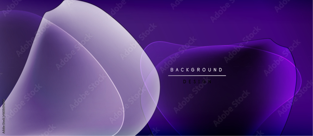 Poster abstract purple background. overlapping shapes create modern design. gradient effect adds depth, vis