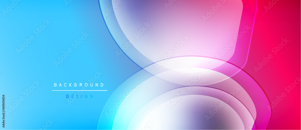Fototapete Abstract background features flowing shapes, vibrant blue, pink gradients. Modern design elements create dynamic visual effect.