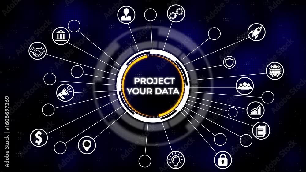 Poster cyber security data protection business technology privacy concept. protect your data. hi tech motio