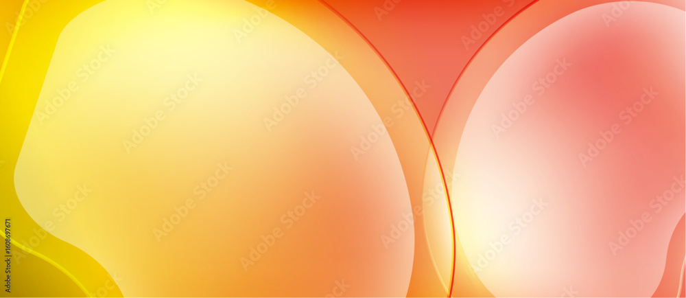 Poster abstract background features overlapping colorful shapes. warm tones dominate, creating smooth gradi