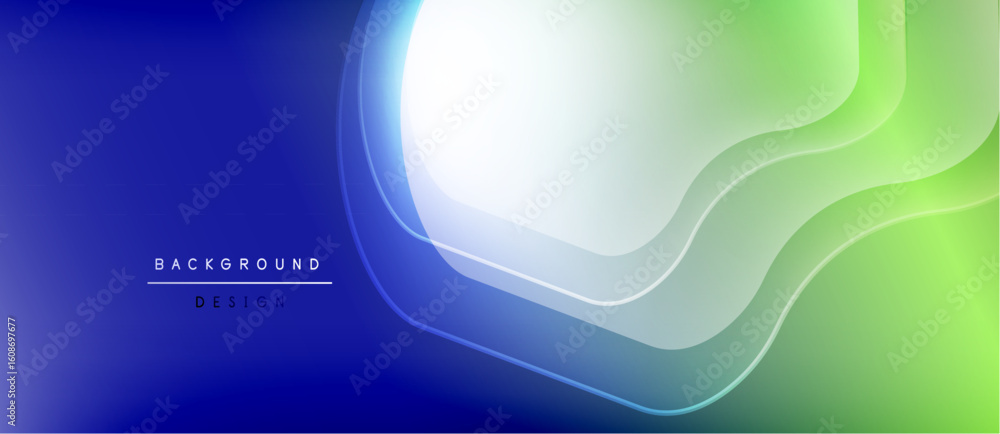 Aufkleber abstract fluid shapes blend blue, green, white. dynamic layers create modern background design. smoo