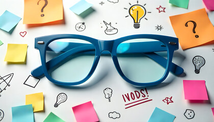 glasses, business, back, to, school, new, symbol, beginning, learn, lying, on, a, paper, with, doodle, art, book, scribbled, children, kid, kids, child, glass, reading, learning, photography, macro, 1