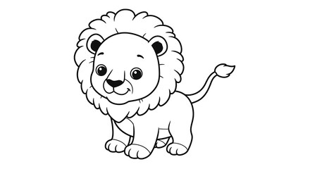 Lion Cute animals children’s coloring book illustration. Perfect for kids to color and enjoy, adding a splash of creativity to their day