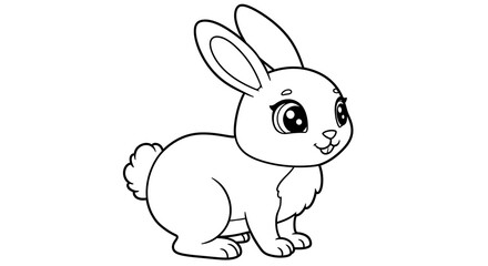Obraz premium Cute rabbit in jungle setting, children’s coloring book illustration with playful and friendly animal design. Perfect for kids to color, learn, and have fun, encouraging creativity and imagination.