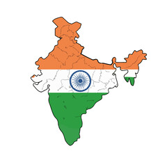 India Map with Flag Colors and Ashoka Chakra – Independence Day Patriotic Graphic