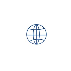 Fototapeta premium Minimal Globe Icon Representing Global Network, Internet, or World Connectivity – Blue Line Style