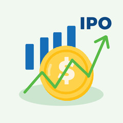 a IPO illustration initil public offering vector
