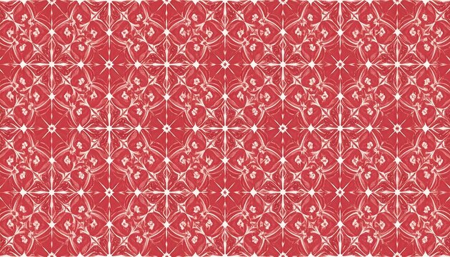 Red background with repeating white floral pattern