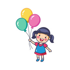 Girl Holding Colorful Balloon And Smiling