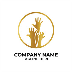 Golden Hands Reach for Hope an Emblem of Unity and Support Within a Circular Design