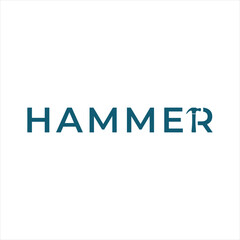 Hammer Brand Logo Modern Minimalist Design Featuring a Clever Hammer Icon Incorporated Into the Letter R for Construction Industry