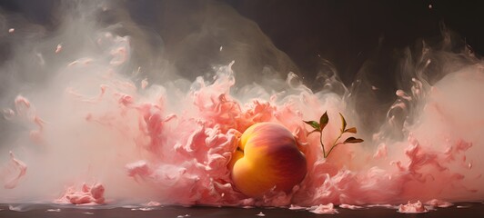 a light peach , coming out of the smoke , generative AI