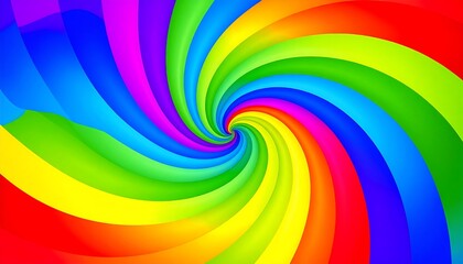 Vibrant rainbow spiral, hypnotic and colorful, receding into a central point