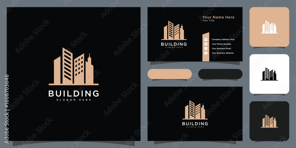 Poster building logo vector design template