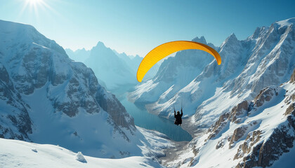  Snow Mountain Paragliding: Extreme Sport & Free Flight over Lake