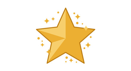 Obraz premium Golden Star with Sparkles Five-Pointed Shape and Geometric Design Element.