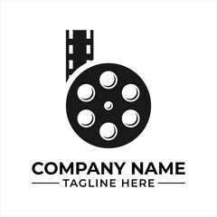Retro Cinema Film Reel Logo Design for Creative Entertainment Company or Movie Industry Productions and Streaming Service