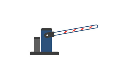 Fototapeta premium Blue and Red Striped Security Barrier Gate with Gray Support Post.