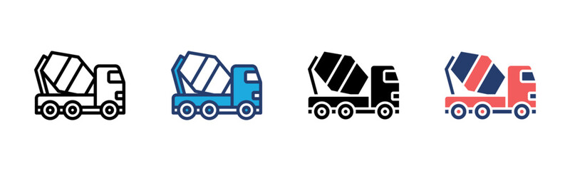 Mixer Truck icon sheet multiple style collection