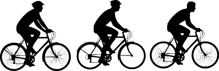 Fototapeta premium silhouette of bicyclists, riding bicycles, bicycles, vector