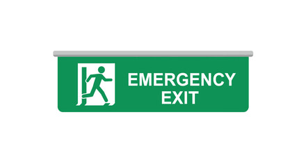 Fototapeta premium Green Emergency Exit Sign with Running Man Symbol and White Lettering.
