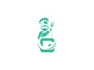 Vector cooking logo design featuring a chef hat combined with a spoon and fork symbol. Perfect for food-related businesses such as restaurants, catering services, home-cooked meal branding,g