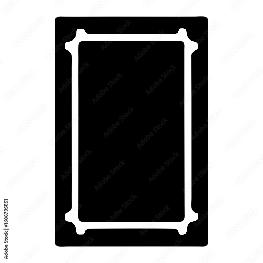 Poster elegant black and white rectangle border frame with rounded edge detailing