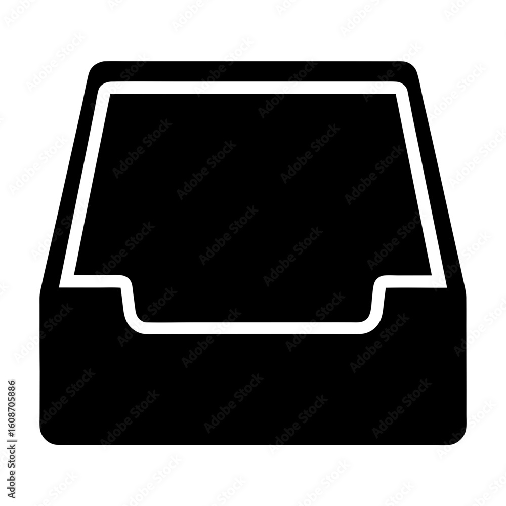 Poster simple black inbox tray illustration for file organization and management