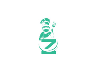 Vector cooking logo design featuring a chef hat combined with a spoon and fork symbol. Perfect for food-related businesses such as restaurants, catering services, home-cooked meal branding, z