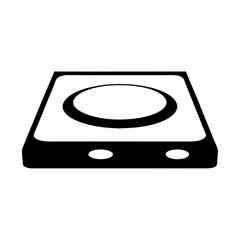 Fototapeta premium Black and white illustration of a square induction cooktop, view from eye level