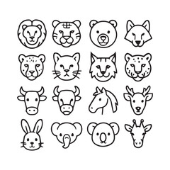 set of animals, animal head liner art set
