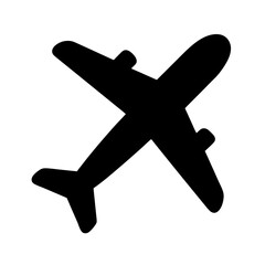 Icon of an airplane flying, representing travel and modern transportation methods