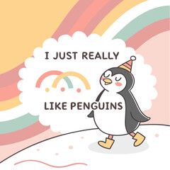Fototapeta premium penguin on a cloud