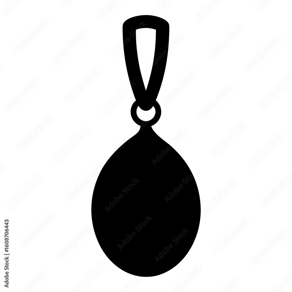 Aufkleber black and white vector image of pendant with loop and chain