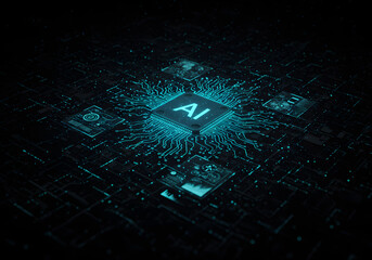 Futuristic Dark AI Technology Background