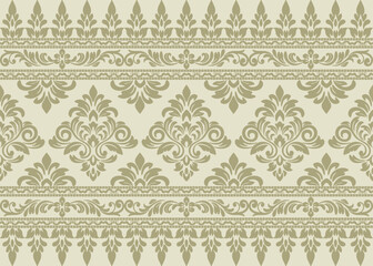 Vintage border damask seamless pattern vector seamless for classic damask pattern vector design and luxury damask pattern vector background use.