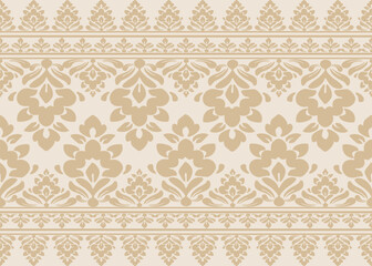 Vintage border damask seamless pattern vector seamless for classic damask pattern vector design and luxury damask pattern vector background use.