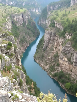 The Uvac gorge in southern Serbia is especially known for entrenched meanders in a 100 m (330 ft) deep canyon. It is a nature reserve for the preservation of the griffon vulture.