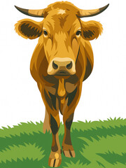 Vector a cow on a meadow