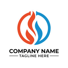 HVAC Company Logo with Cooling and Heating Symbol in Circle, Modern Design Representing Balance and Technology